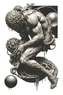 SYSYPHUS WITH A STONE OR MARBEL ANTIQUE ULTRA tattoo design idea