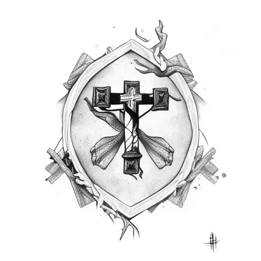 3 cross with scorpio and broken heart for female tattoo design idea
