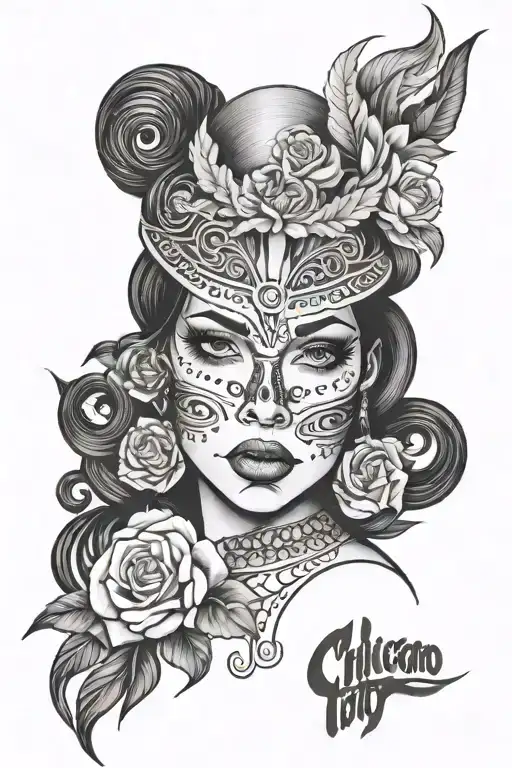 chicano tattoo face women tattoo design idea