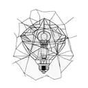 broken light bulb outside a box tattoo design idea