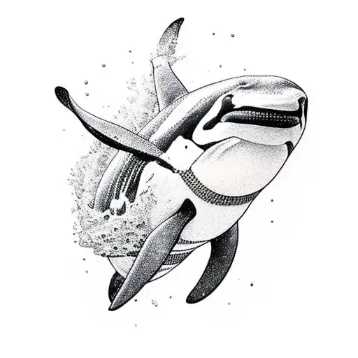 orca con fondo marino  tattoo design idea