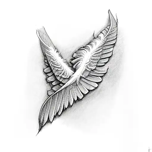 featherless wing tattoo design idea