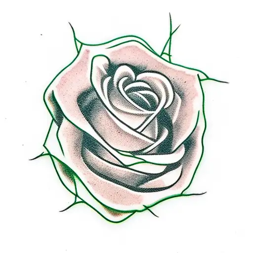 Black rose green stem with blood on thorns tattoo design idea