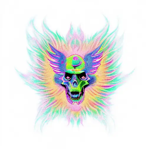 lsd acid trip phoenix rising from the ashes tattoo design idea