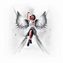 fallen angel falling with broken wings tattoo design idea