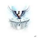 fallen angel falling with broken wings tattoo design idea