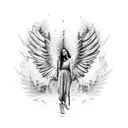 fallen angel falling with broken wings tattoo design idea