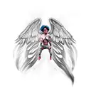 male fallen angel featherless wing tattoo design idea