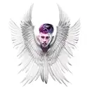 male fallen angel featherless wing tattoo design idea