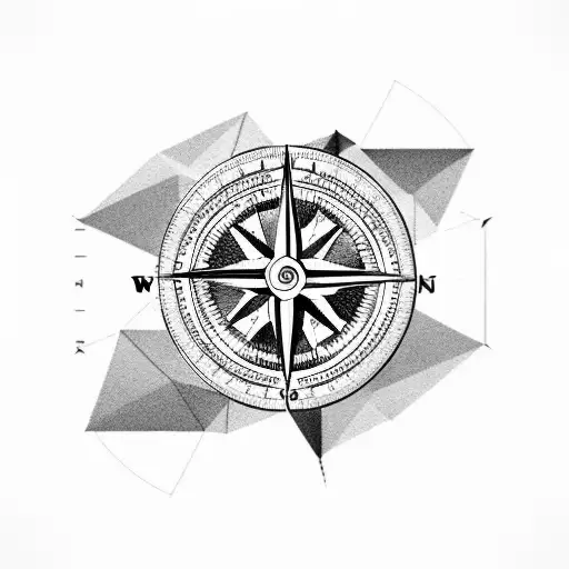 Compass with mountains tattoo design idea