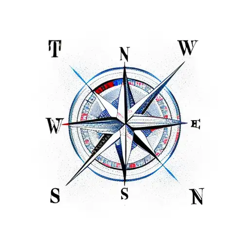 Compass with skis tattoo design idea