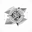 Compass with mountains tattoo design idea