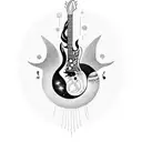 Full arm tattoo, that includes galaxies and space objects that gradually become a music sheet tattoo design idea