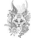 A tattoo design featuring a shadowhunter surrounded by a variety of animals and flowers. tattoo design idea