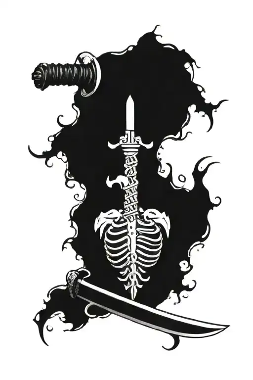 vertebrae sword made tattoo design idea