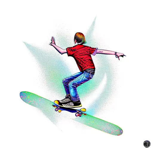 A skateboarder riding an electric guitar tattoo design idea
