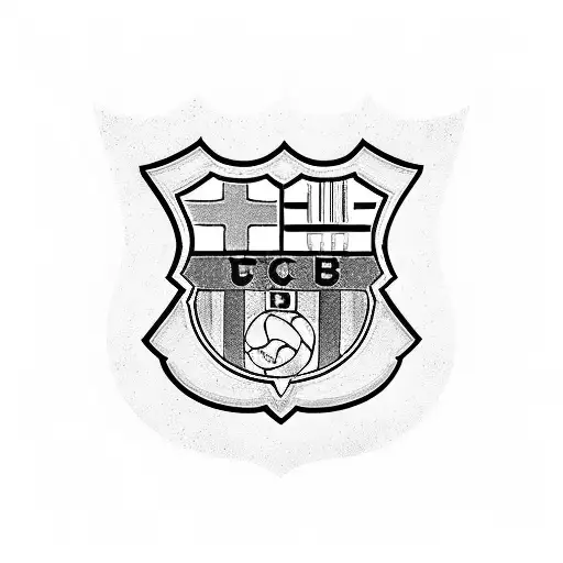 A pixelated FC Barcelona logo with a tech-inspired background tattoo design idea