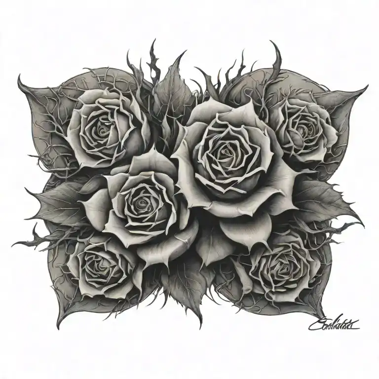 thorns and nature inspired tattoo tattoo design idea