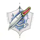 knife with dagger and one with snake tattoo design idea