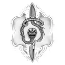knife with dagger and one with snake tattoo design idea