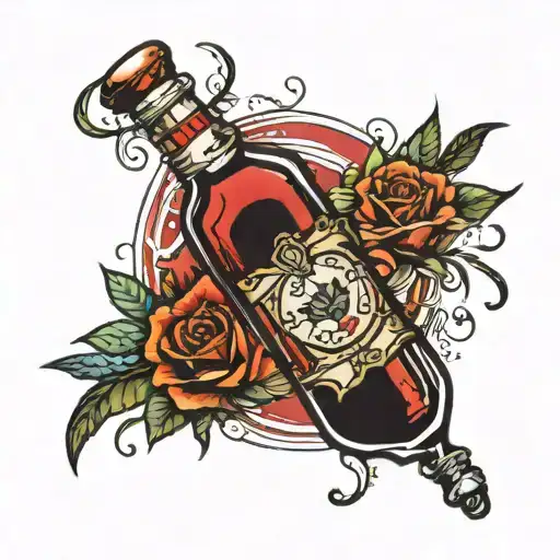 a broken bottle tattoo design idea
