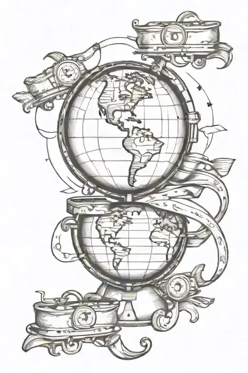 globe with luggage bags tattoo design idea
