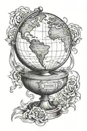 globe with luggage next to it tattoo design idea