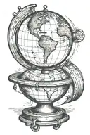 globe with luggage next to it tattoo design idea