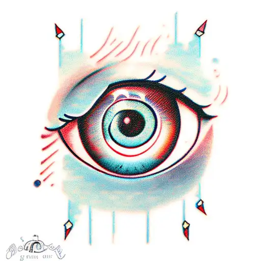 Overthinking with Eye with a word in arabic style tattoo design idea