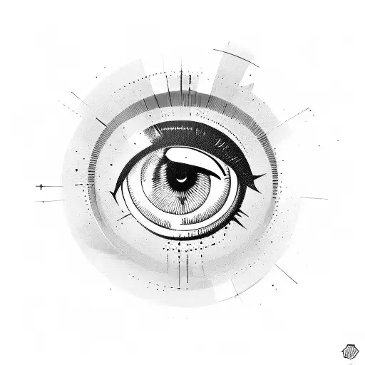 Overthinking with Eye with a word in arabic style tattoo design idea