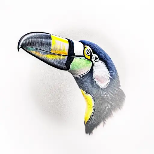 HYPERREALISTIC TOUCAN ALL COLOR tattoo design idea