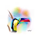 HYPERREALISTIC TOUCAN ALL COLOR tattoo design idea