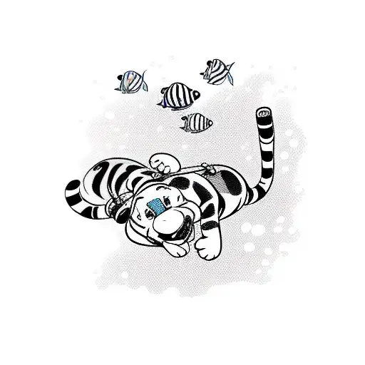 bouncing Tigger scuba scene tattoo design idea