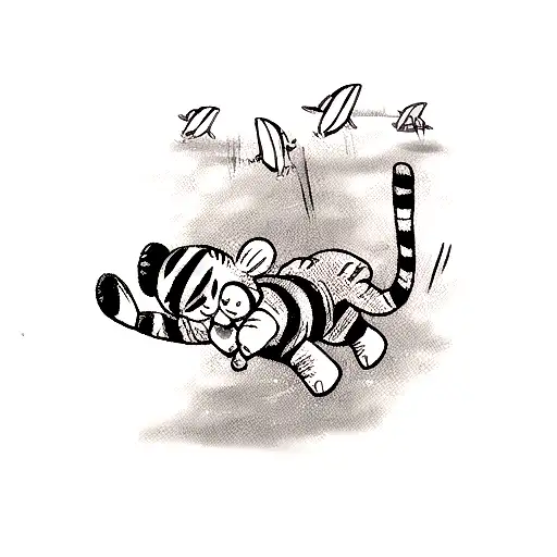 bouncing Tigger aquatic scene tattoo design idea