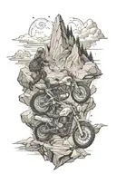 adventure travel wild-camping mountains adventure motorcycle rock-climbing  tattoo design idea
