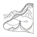 roller coaster diving into mountain landscape tattoo design idea