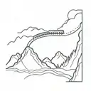 roller coaster diving into mountain landscape tattoo design idea