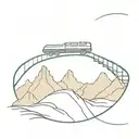 roller coaster diving into mountain landscape tattoo design idea