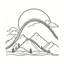 roller coaster diving into mountain landscape tattoo design idea