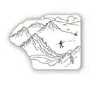 sick looking coaster diving into mountain  tattoo design idea