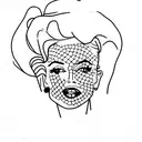 Marilyn Monroe, without her eyes with her mouth and mole, holding a cigarette in her hand. Just makes his bust and tattoo design idea