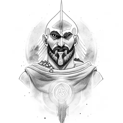 kratos mimir tattoo design idea