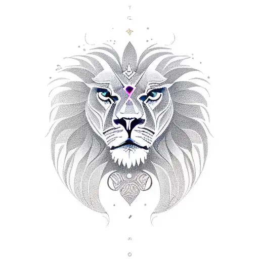 stoic, Lion, owl, lotus and scales tattoo design idea