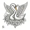 swans with number 25 tattoo design idea