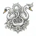 swans with number 25 tattoo design idea