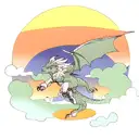 dragon with clouds background for leg tattoo design idea