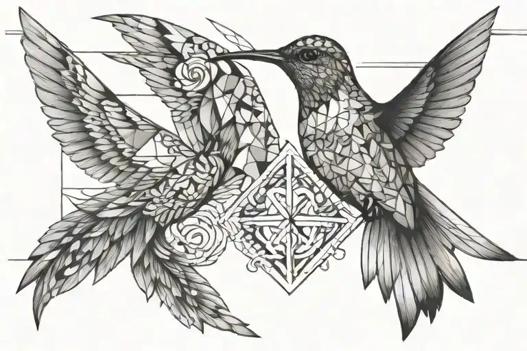 I want to generate a tattoo in black with a hummingbird to commemorate two deceased loved ones. With the initials "FEOJ" tattoo design idea