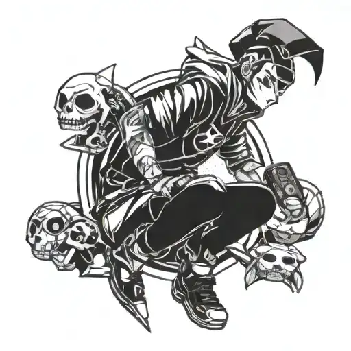 gaming time, ness, shaco, ibuki tattoo design idea