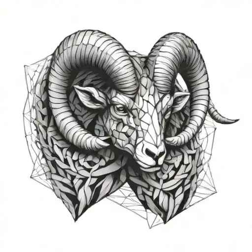 two rams head butting  tattoo design idea