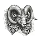 two rams head butting  tattoo design idea